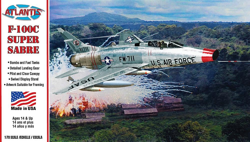 F-100C Super Sabre Atlantis maquette rétro de collection aux détails soignés multicolore