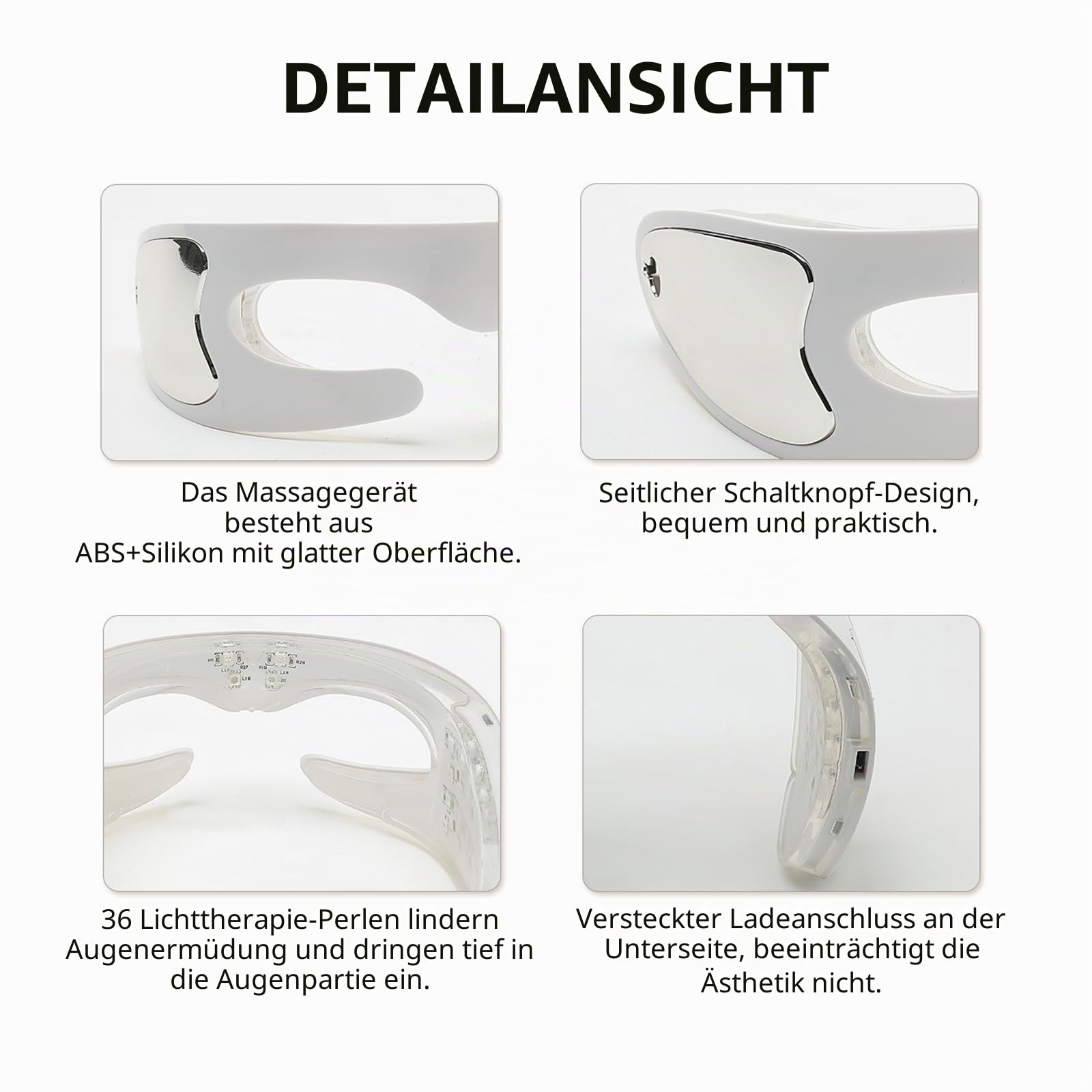 Augenmassagegerät,CEIEVER Mikrostrombrille mit 3 Massagemodi Elektrisches Augenmassagegerät Rotlicht Anti-Falten-Massagegerät für trockene Augen Schlaf