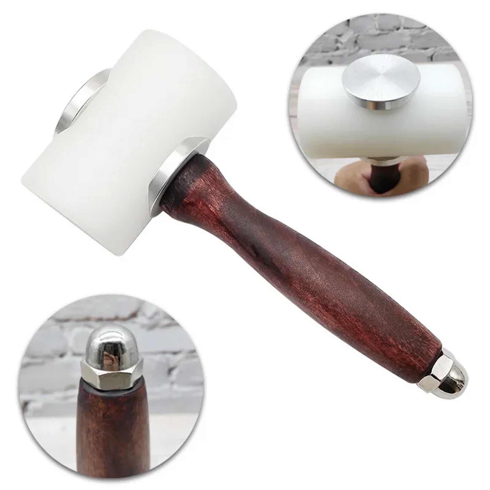 Młotek gumowy, 1 szt. DIY narzędzie do rzeźbienia w skórze młotek drukowania ochrony mebli montaż gumowy nylonowy(Deep Brown)