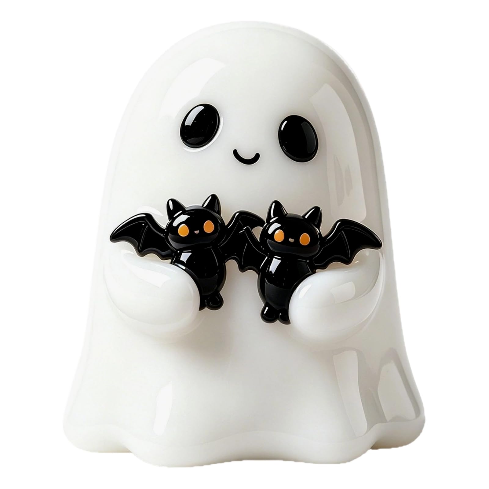 pidodou Halloween Ghost Figurine Cute White Resin Statue with Bats for Home Mantel Tabletop Decor 7.8x7.8x9cm [object Object]