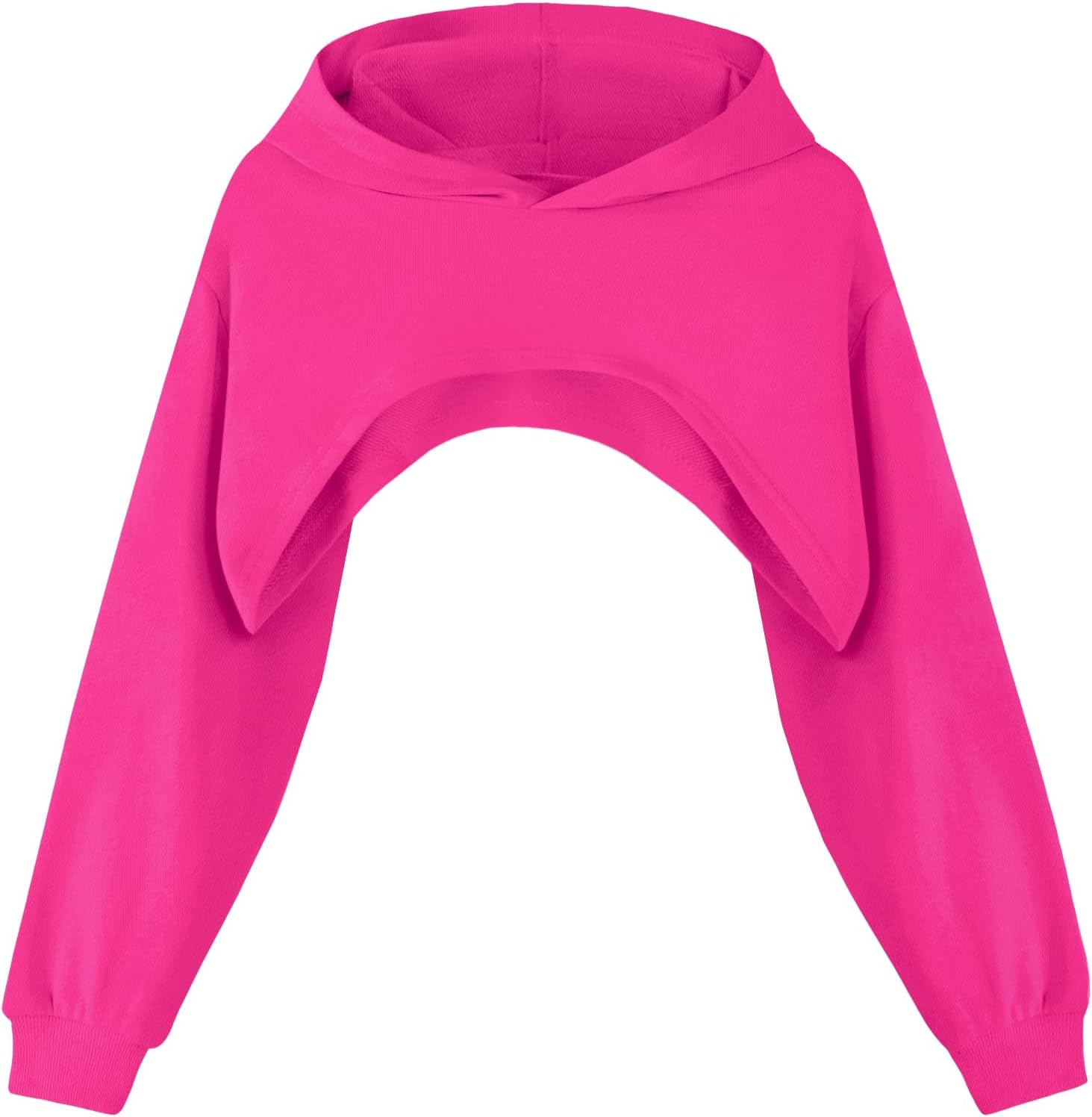 Girls Super Cropped Hoodie Drop Shoulder Pullover Long Sleeve Crop Top