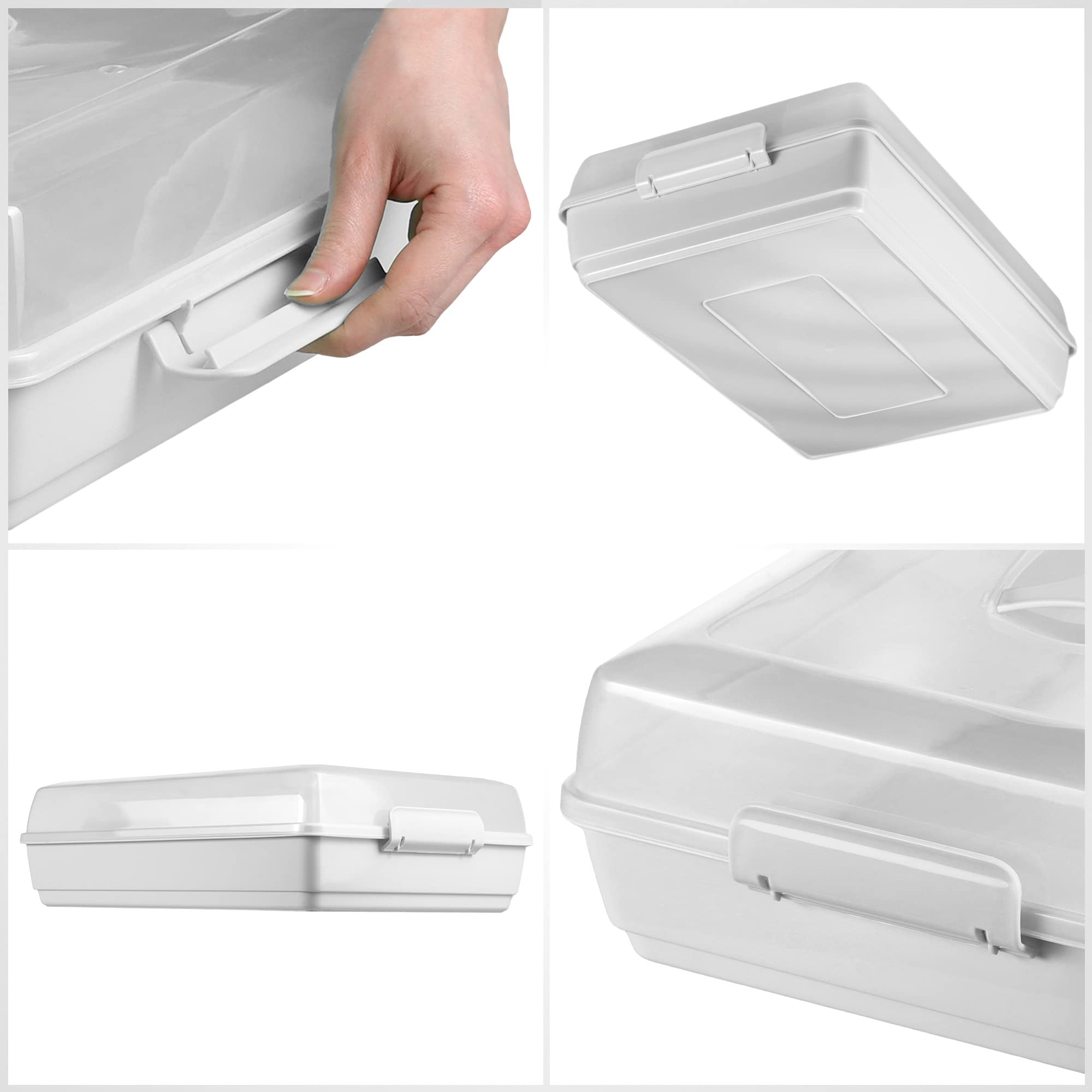 KADAX Scatola per torte rettangolare, 43 x 30 x 12,5 cm, contenitore per torte in plastica, con coperchio, muffin, scatola per alimenti (grigio)