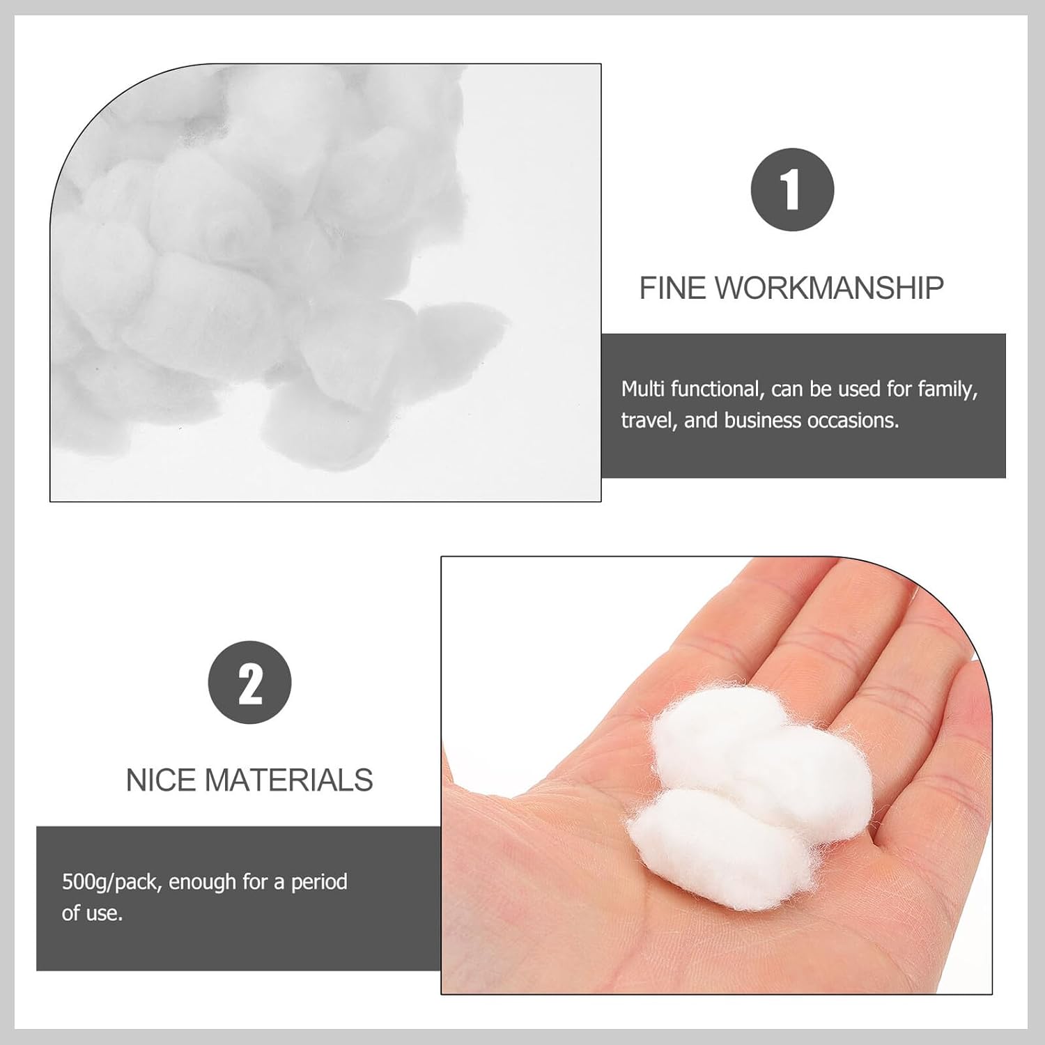 Degreasing Cotton Balls and Mini Makeup Cotton Balls 500g Pack Disposable White Cotton for Daily Cleaning Nail Polish Removal and Facial Care