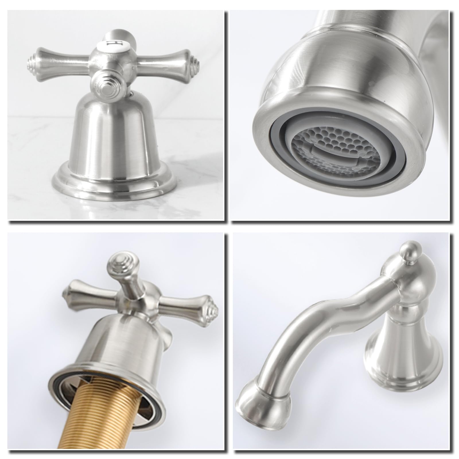 Badezimmer-Wasserhahn Im Wasserfall-Design | Gebürstetes Nickel, 20,3 Cm Auslauf | Für Waschbecken Mit 3 Löchern