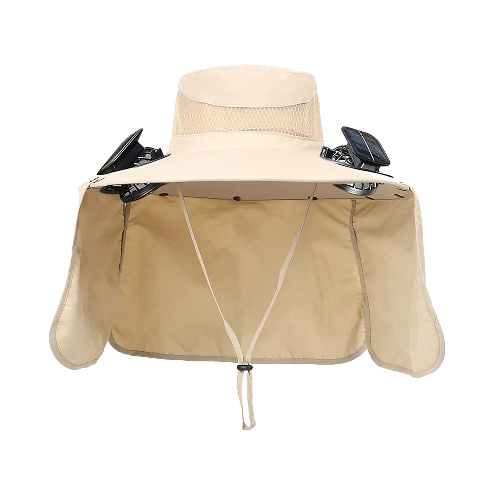Outdoor Wide Brim Sun Hat with 2 Solar Fan - 2025 Sun Bucket Hat for Men Women, UPF 50+ Bucket Fishing Beach Hat Fan Built in