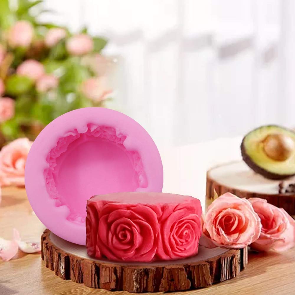 Set De 3 Moldes De Silicona En Forma De Rosa - Para Velas, Jabón, Chocolate Y Repostería, Resistentes Al Calor