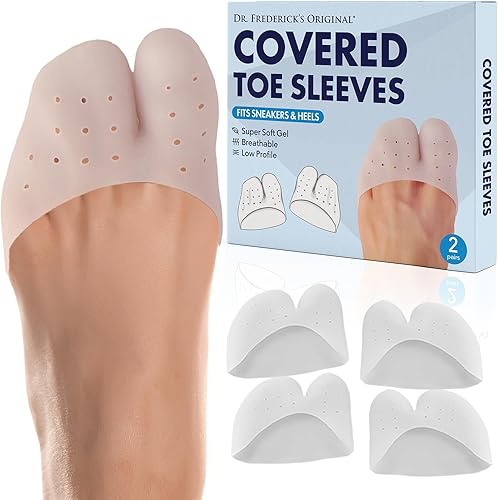Dr. Frederick's Original Fundas para dedos cómodas para todo el día, 4 unidades, con almohadillas metatarsianas para aliviar el dolor, diseño