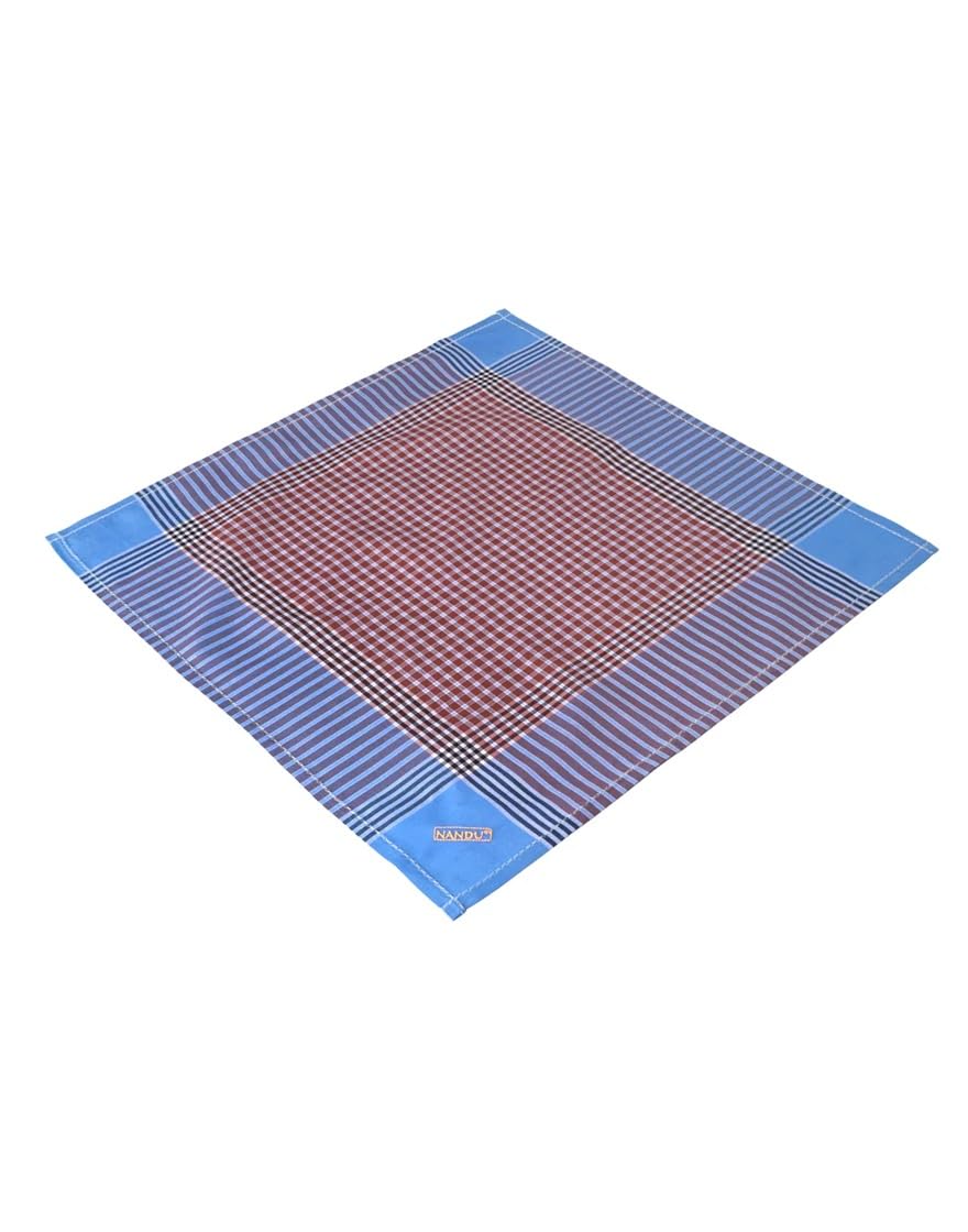 nandu Brand Elite Handkerchiefs Colour Checks - Pack 6 (Half Dozen Pack) # Excellent sweat absorbent handkerchief # Colour Checks May Vary Each Pack #-picture-41