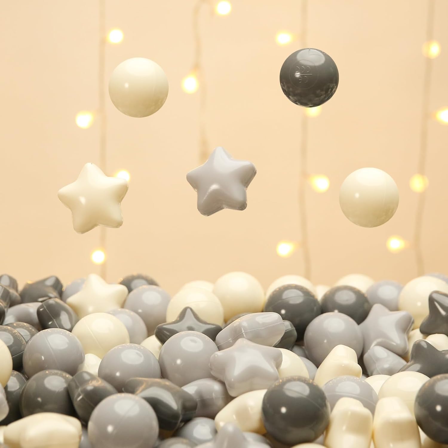 TRENDPLAY Star Ball Pit Balls for Toddlers -50 100 200 Count Star Balls Different Shapes, Non-Toxic Plastic Balls for Safe Play, Boys Girls Festival Party Decoration