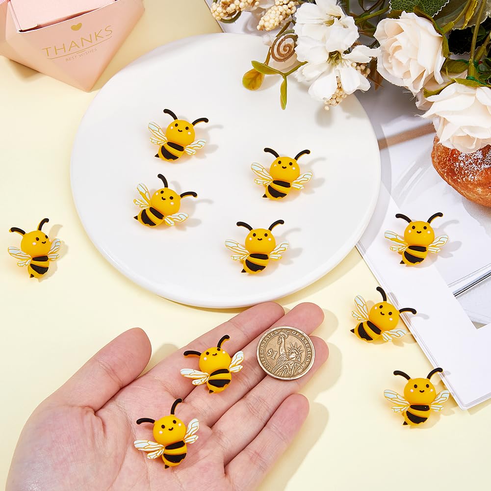 Hobbspring 8Pcs Bee Silicone Beads Cartoon Animal Focal Beads Honeybee Loose Spacer Beads with 2mm Hole for Keychain Making DIY Bracelets Necklaces Lanyard Jewelry Making - Image 3