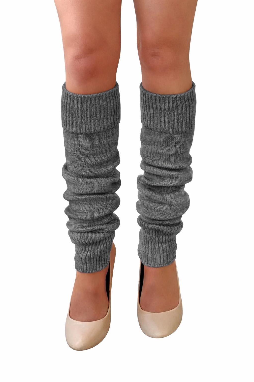 NuJake Leg Warmers In Assorted Colours 1980s 90s Luxurious Girls Cosplay Legwarmer (Grey)