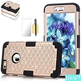 iPhone 6 Plus Case,iPhone 6S Plus Phone Case,HKW (TM) Bling Rhinestone 3 in 1 Armor Shockproof Defender Case Cover for Apple iPhone 6/6S Plus 5.5 Inch Diamond Case (Gold/Black) (MA1619)