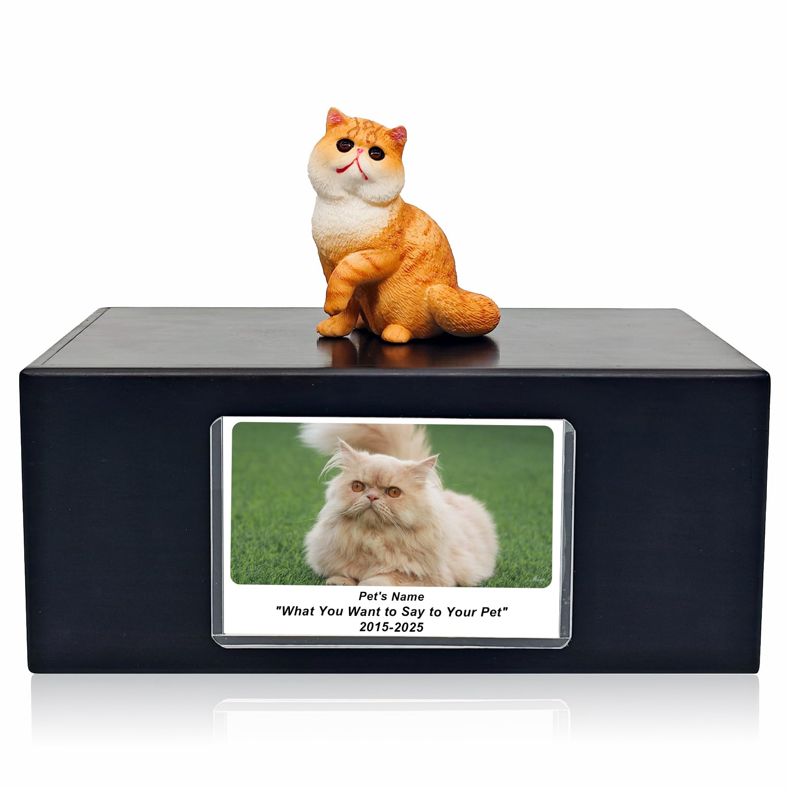 MEM PLANETE Pet Dog Urns for Ashes Memorial Gifts for Loss Lovers Shadow Box Sympathy Keepsake Small Cat Cremation Casket Funerary Frame Pictures Rosewood Material Persian Cat Figurine Urn
