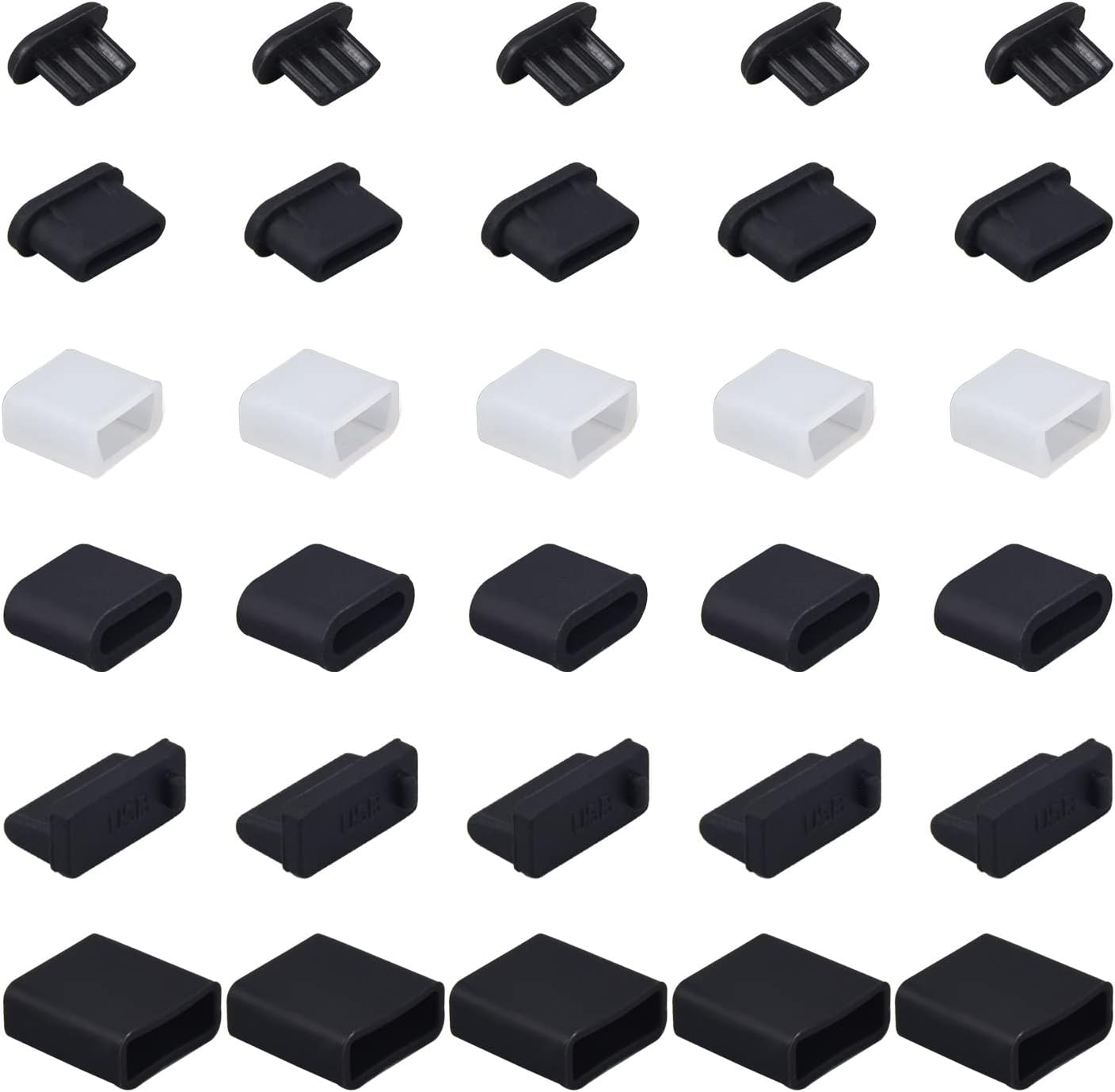 imComor30PCS 6 Types USB Anti Dust Plug Cover, Silicone USB Type-C Dust Stopper, Micro USB Cap Port Protector, Anti Dust Cover Protector Plugs Cap for USB Type C, USB A, Micro USB Ports (30PCS)