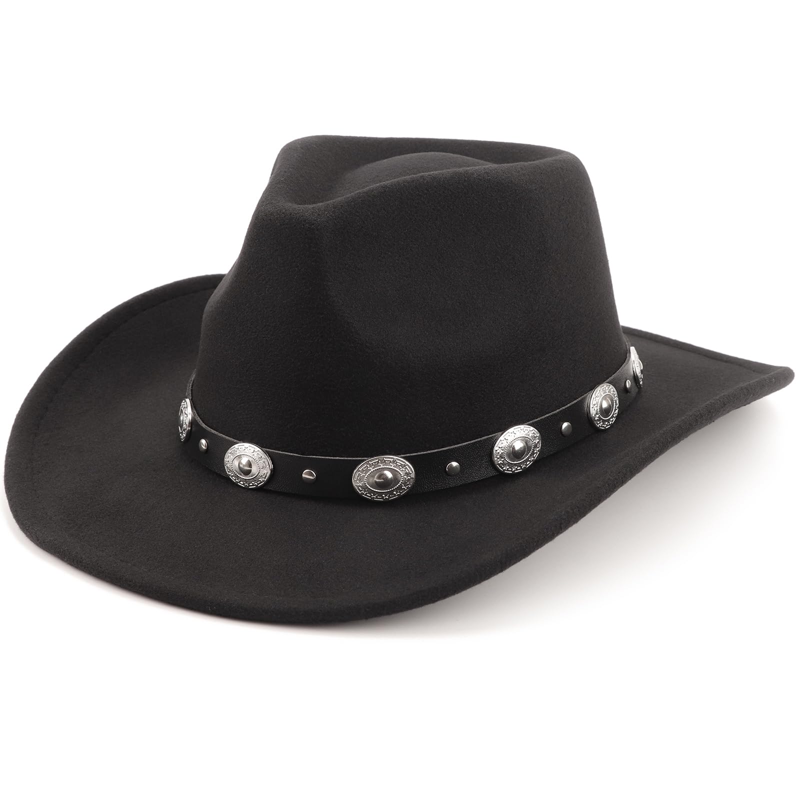 DRESHOW Wide Brim Hat Fedora for Women Belt Buckle Retro Panama Floppy Hat