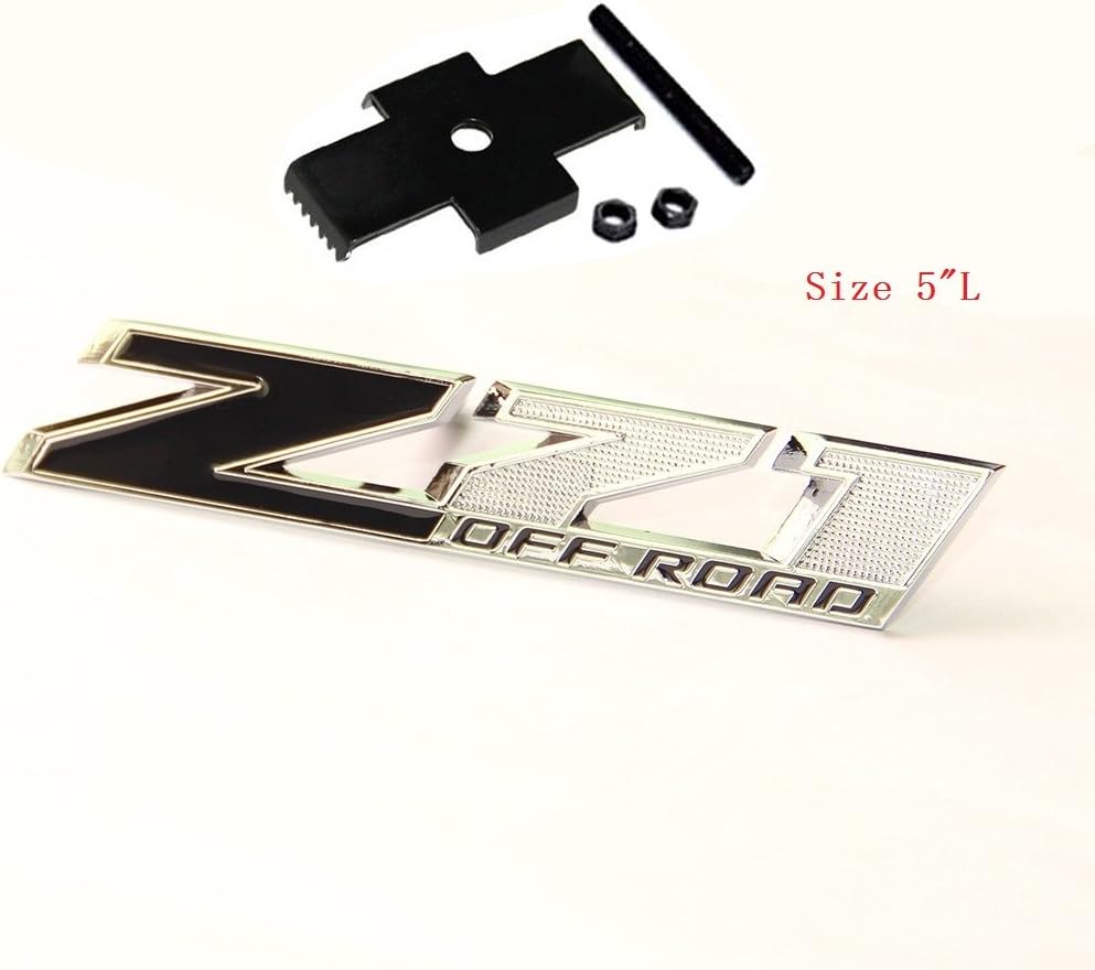 Yoaoo 1x OEM 5 Inches Grille Z71 Off Road Emblems Badge 3D for Silverado 1500 2500Hd Sierra Suburban Colorado Shiny Chrome Black