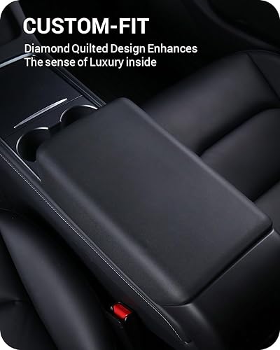 Miniatura 7 de BASENOR Funda para consola central para Tesla Modelo 3 Modelo Y de elastómero termoplástico, protector antideslizante para reposabrazos 2016-2023,
