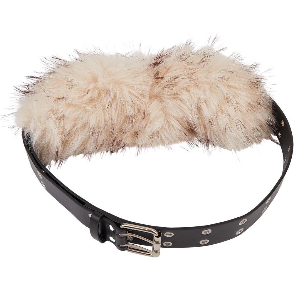 GORGECRAFT Medieval Viking White Fur Leather Belt Adjustable