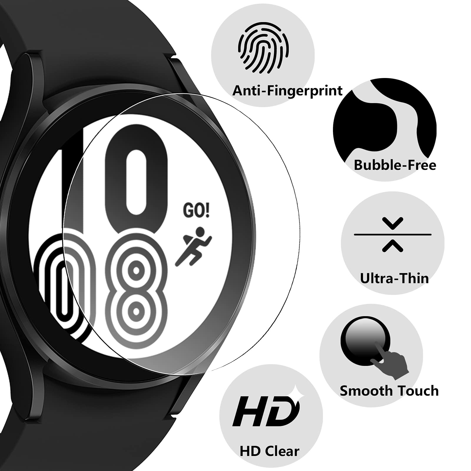 Bigqin 6 Pezzi Pellicola Protettiva Compatibile per Samsung Galaxy Watch 4/5/6/7 40mm e compatibile per Samsung Watch 6 classico 47mm,Protezione Schermo in HD Vetro Temperato Antigraffio