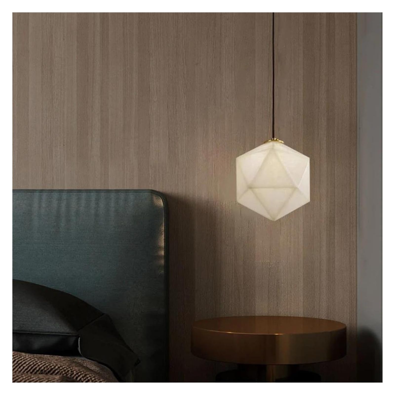 HYJAUSXB Natural Marble Series LED Chandelier Pendant Light Suspension Luminaire Lampen Alabaster Hanging Lamp for Living Room(F)