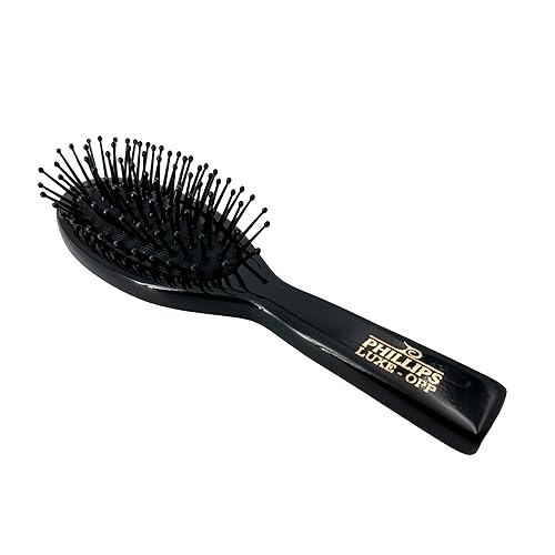 Miniatura 4 de Phillips Brush Luxe - Cepillo de pelo ovalado de tamaño pequeño, color negro elegante con detalles dorados, cepillo desenredante de 7 pulgadas de la