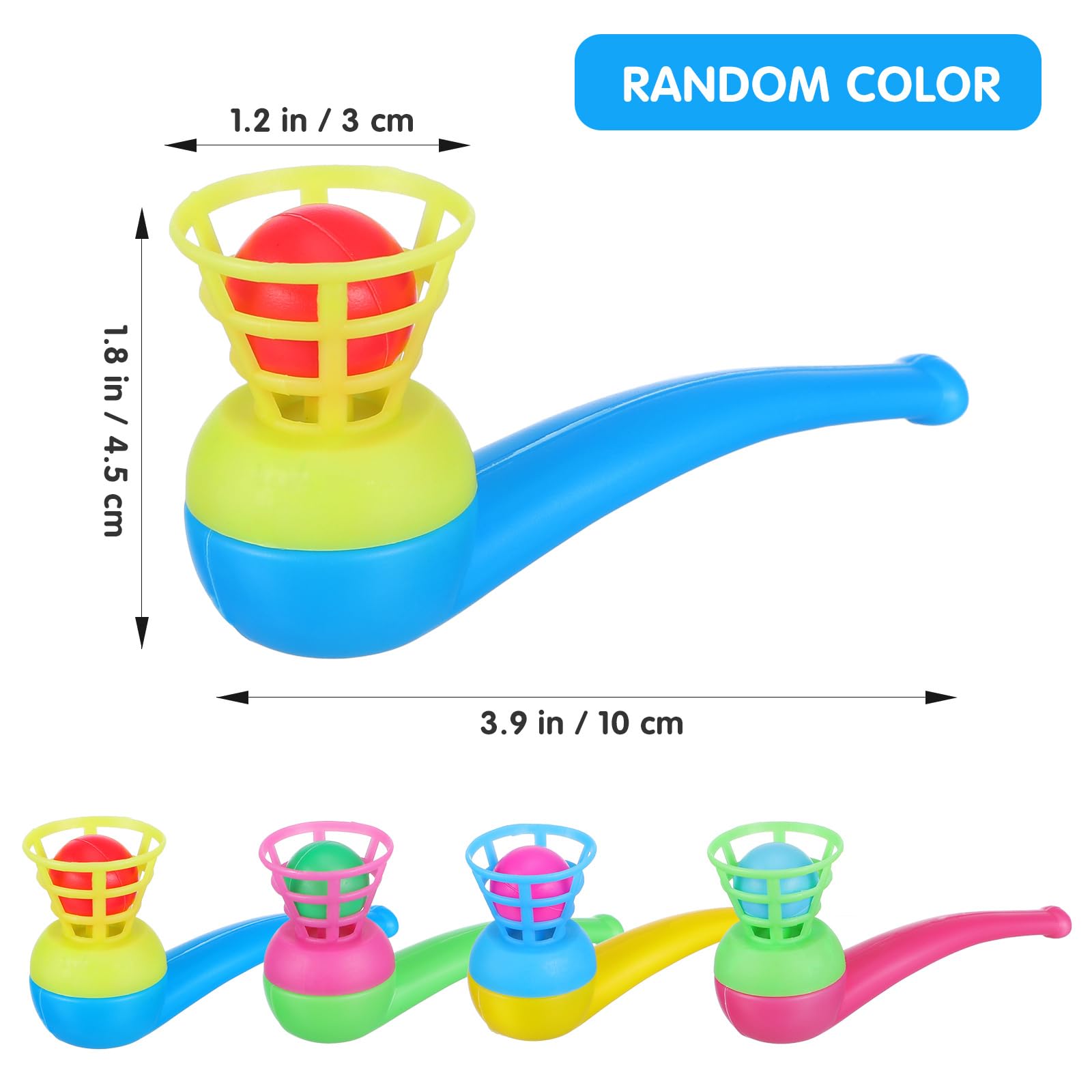 Toyvian Lot de 20 balles de soufflage - Sifflet d'entraînement respiratoire - Balle flottante - Jouet pour enfants - Pour anniversaire, fête, faveurs - Couleur aléatoire