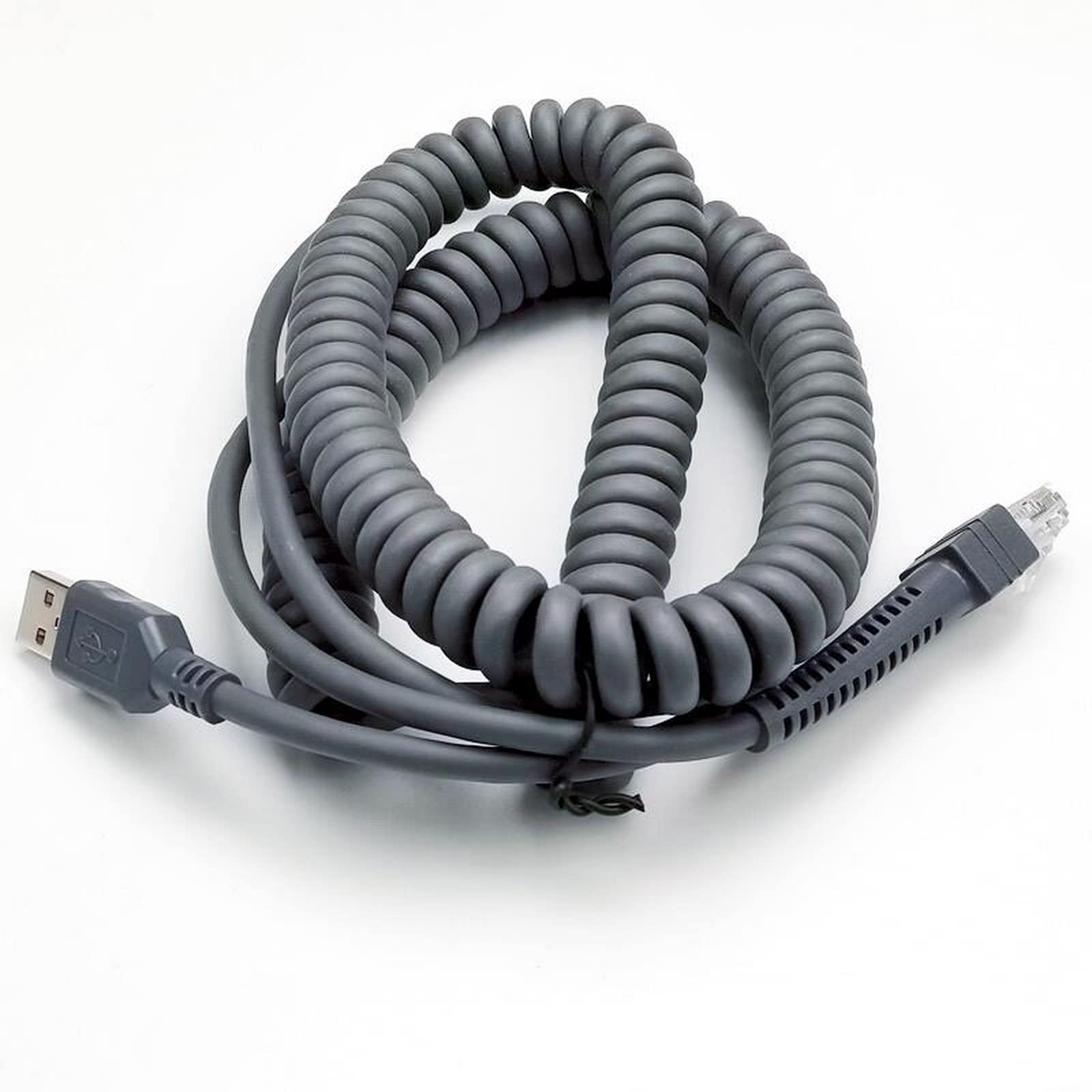 SOTESIN USB Cable for Symbol Zebra Motorola Barcode Scanner, USB to RJ45 Cable, CBA-U01-S07ZAR LS2208-SR DS2208 DS2278 DS8178 DS9208 LS1203 LS4208 LS9203 (5M / 16FT Coiled USB Port)