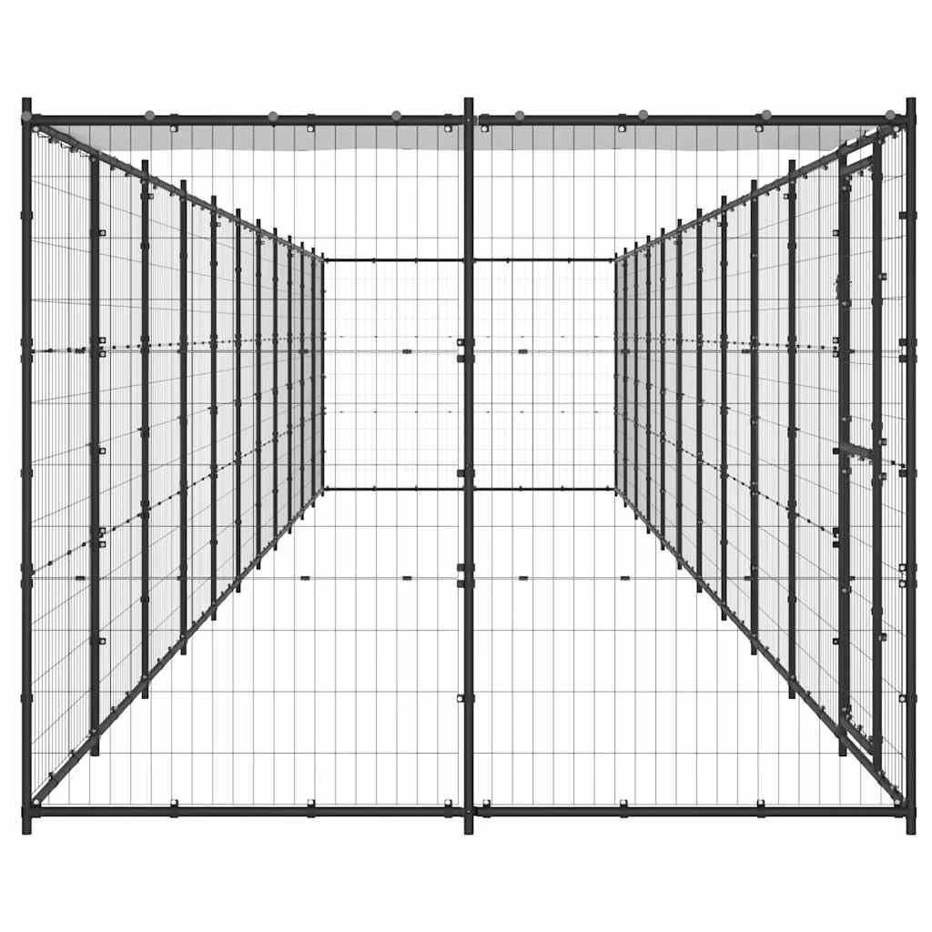 Cuccia per cani con tetto in acciaio, 1210 x 220 x 180 cm, colore | Ampio recinto per cuccioli da giardino con porta richiudibile, pareti a griglia stabili e tetto in polietilene resistente ai