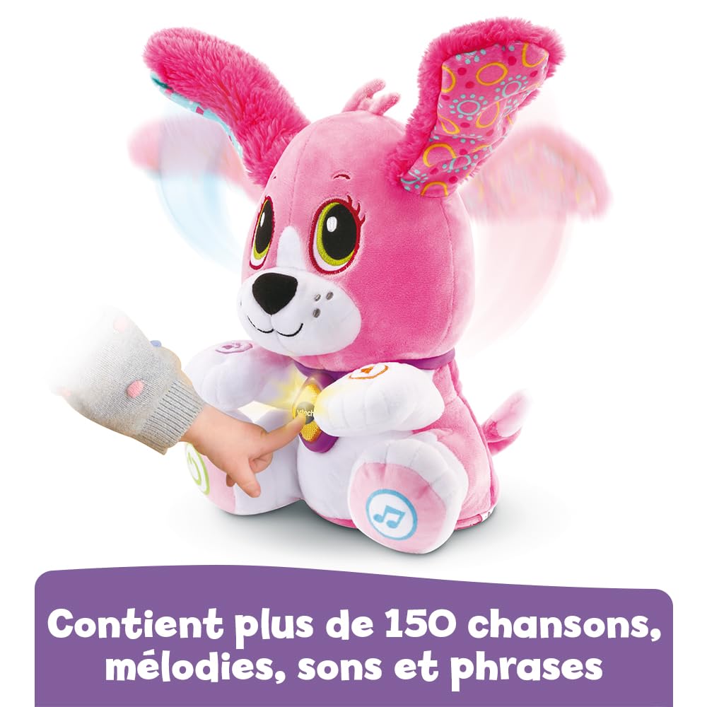 VTech - Toutou Parle avec Moi Rose, Jouet Chien Interactif Qui Répète, Bouge la Tête et Les Oreilles, Peluche Bébé à Fonctions, Jeu Évolutif et Éducatif, Cadeau Enfant Dès 1 an - Contenu en Français
