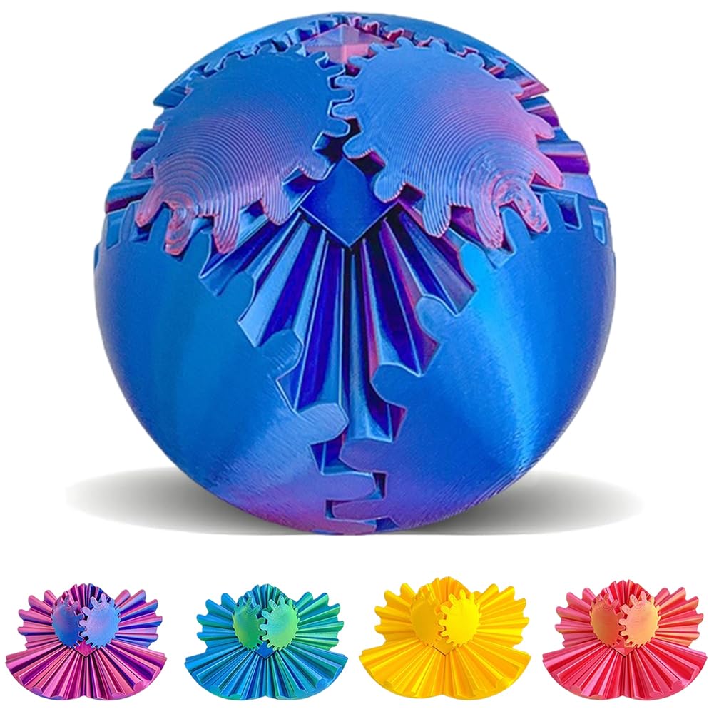 3D Printed Gear Balls, 3D Printed Gear Ball Fidget Toy, Fidget Ball Gearsphere, Gear Sphere Fidget, Stress Relief Toys for Kids Adults Home Travel Anxiety