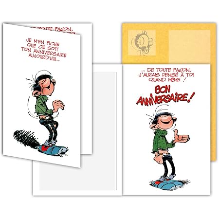 Gaston Lagaffe Glct 0115 Carte D Anniversaire Avec Motif Une Pensee Pour Toi Amazon Fr Fournitures De Bureau