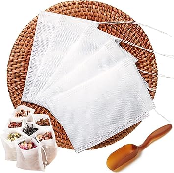 200pcs Disposable Tea Bags for Loose Leaf Tea, Tea Filter Bags with Free Tea Spoon for Loose Tea Loose Leaf Tea, Coffee, Spice, Herbs (QS53)
