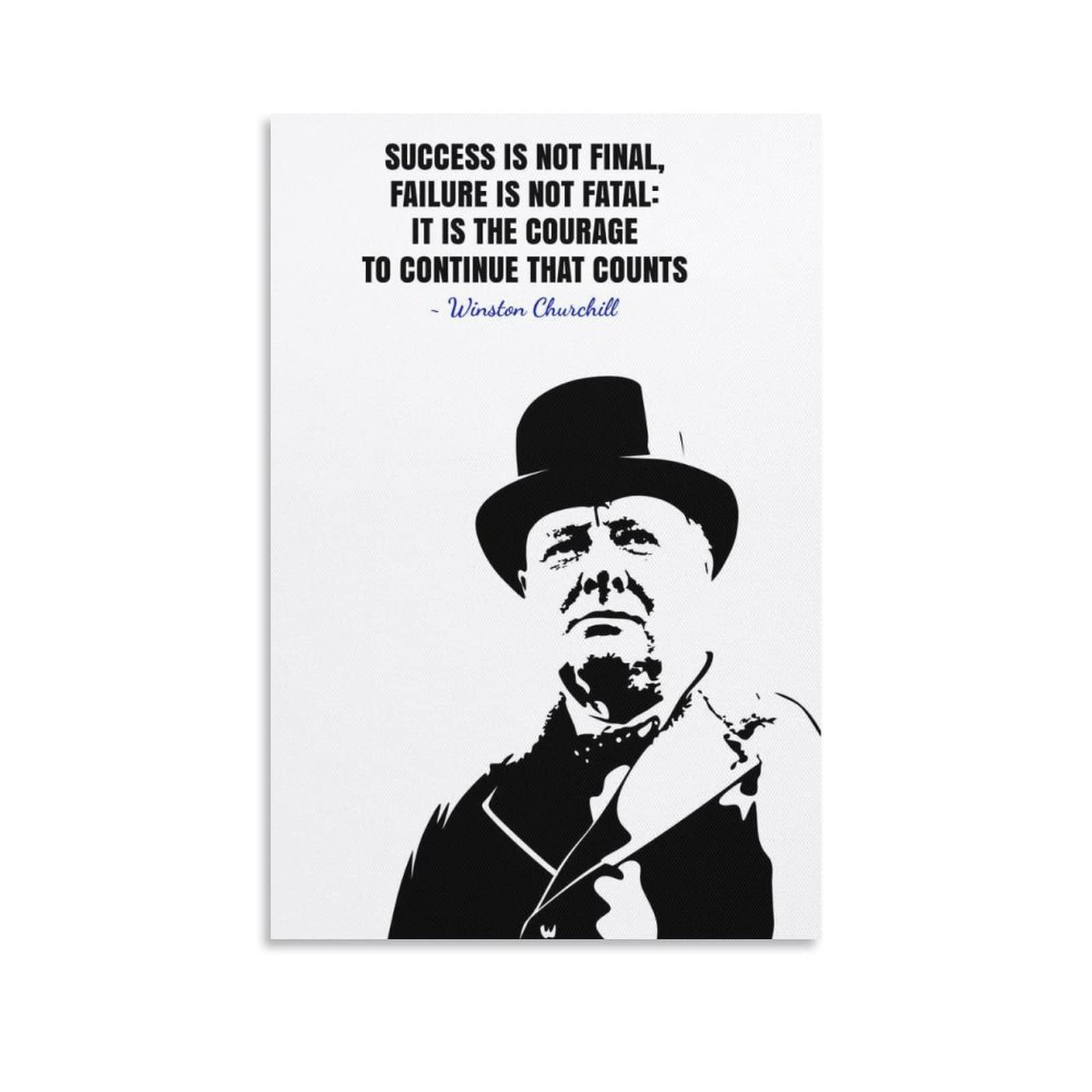 Qingyuan Unframe-Style Winston Churchill Motivational Inspirational Quotes Poster Canvas Gifts Picture Painting Posters Room Decor Home Decorative 24X36inch(60X90cm)