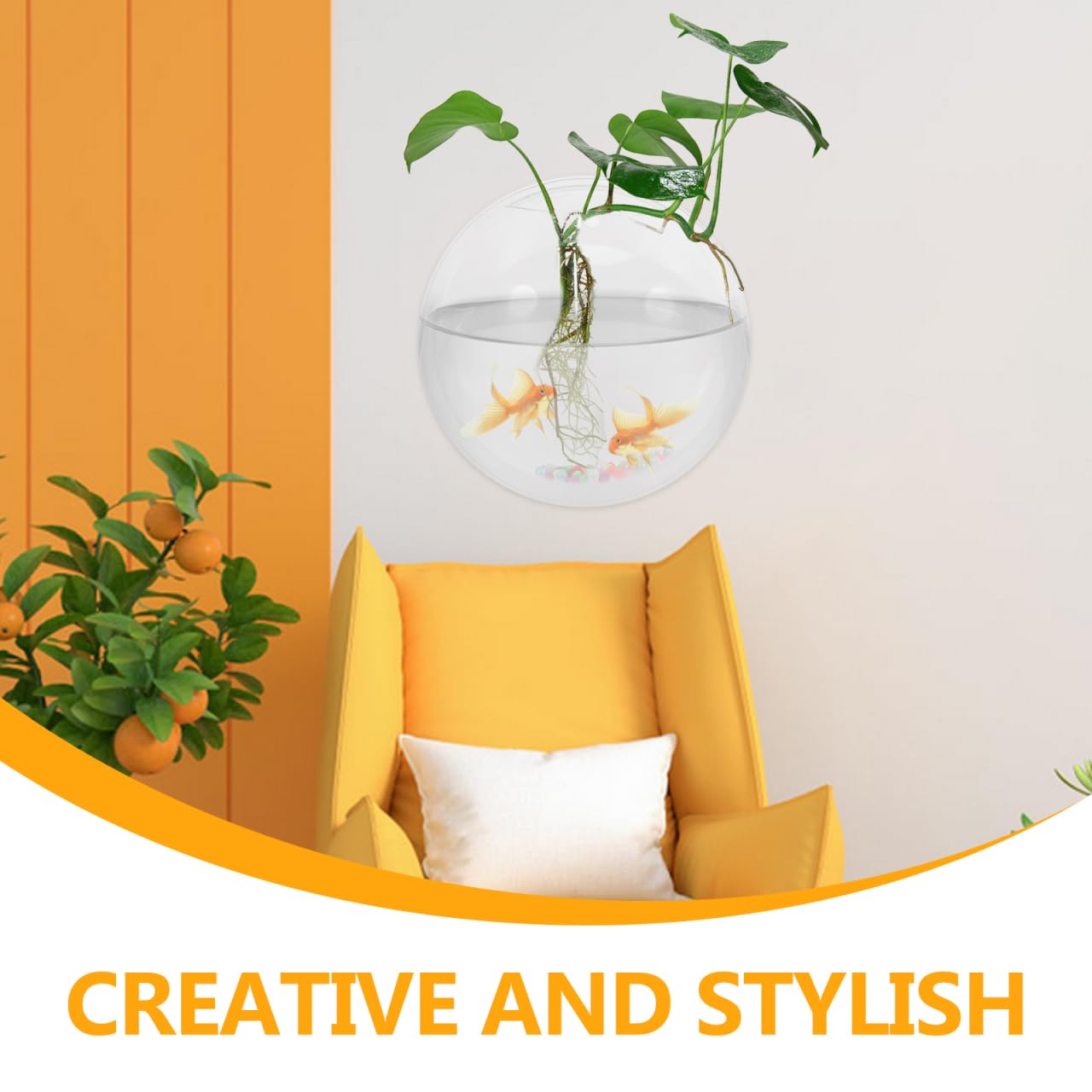 iplusmile Wand-Aquarium Aus Acryl 9.06In Transparent Hängendes Fischglas Fischbecken Für Wandmontage Raum- Und Platzsparende Heimdekoration Mit Klarem Design Für Fische Und Wasserpflanzen
