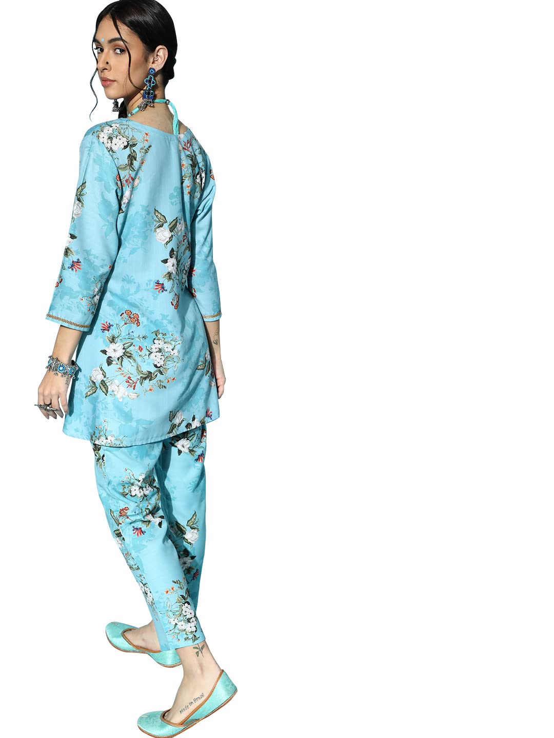 Ziyaa Women's Rayon Salwar Suit Set (Zikury3587Andpa-L_Sky Blue_L)