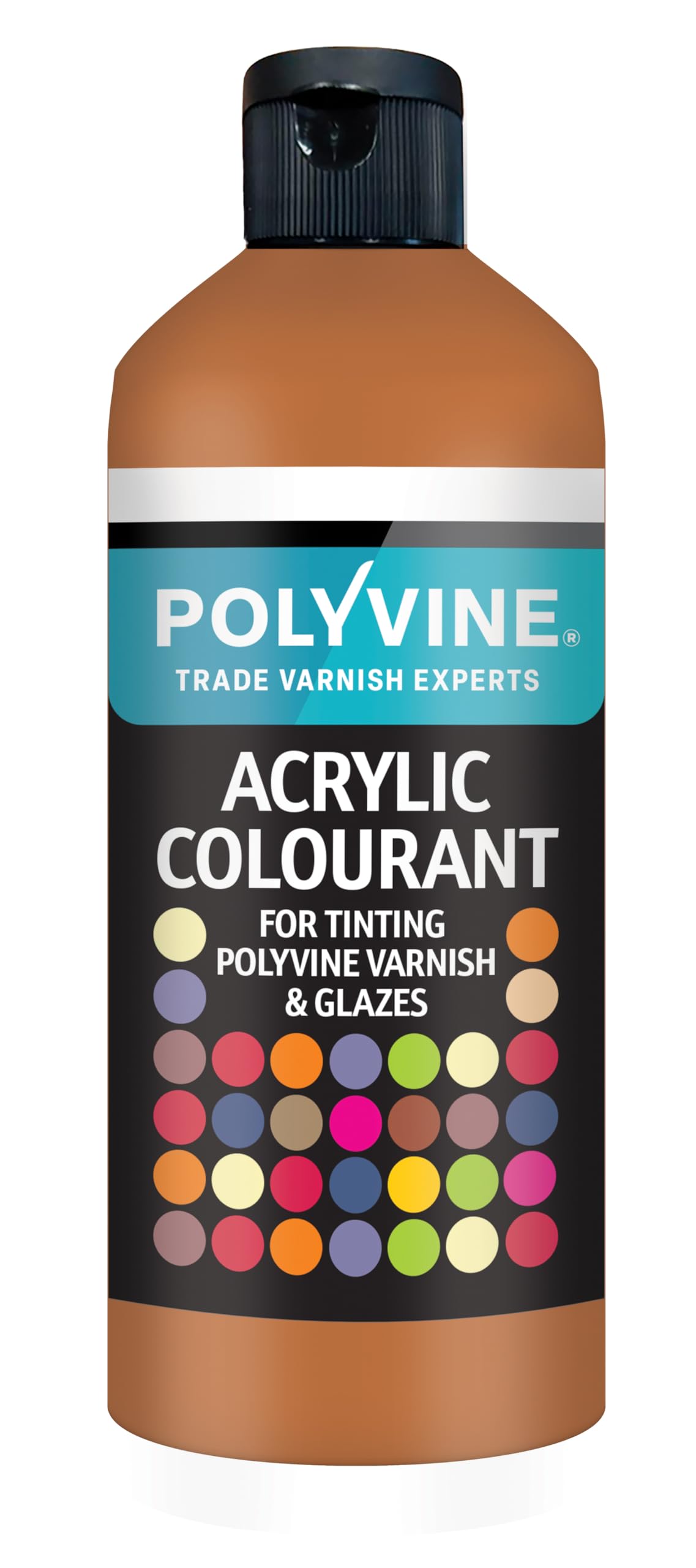 Polyvine for Tinting Water Based Products - Easy Blend, Dense Liquid Pigment Colour Additive for Paint, Varnish, Filler, Grout, Cement, Emulsion, Masonry Paint & More - Raw Sienna, 500g — image 1
