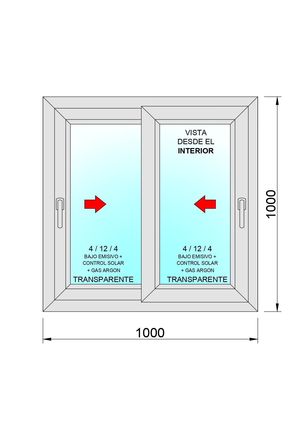 Ventanastock Ventana PVC 1000x1000 Corredera 2 hojas COLOR ROBLE