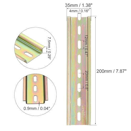 Miniatura 2 de MECCANIXITY Guía de montaje de hierro ranurado para riel DIN, 5 unidades, 8 pulgadas de largo, 1.378 in de ancho, 0.295 in de alto, tono bronce