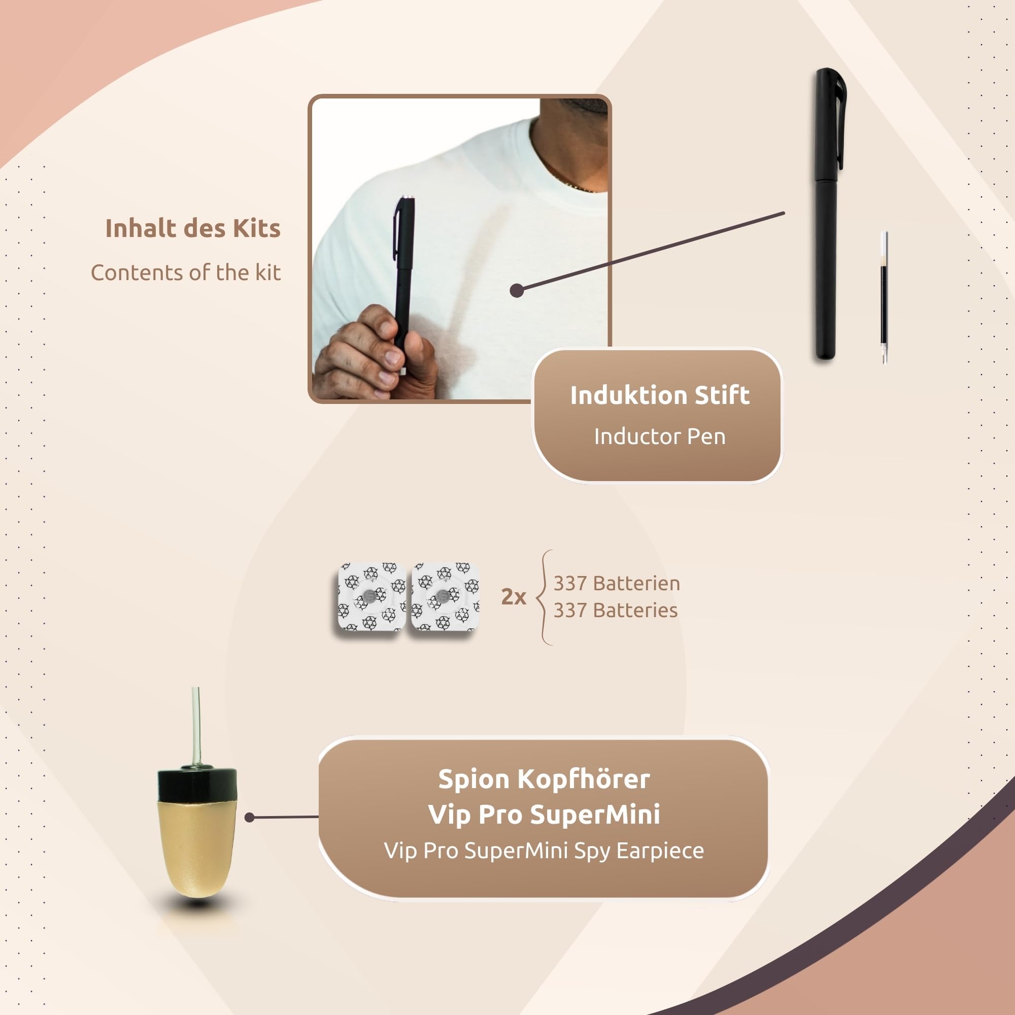 PingaOculto SpionageKopfhörer Bluetooth Prüfung Mini VIP Pro Unsichtbare Kopfhörer für Handy mit Mikrofon - Unsichtbar Ohrhörer Kabellos Headset Ear (Spy Earpiece VIP Pro Supermini Stift Bluetooth)