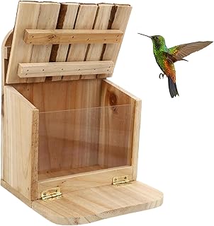 WOERD Wood Squirrel Feeder, Squirrel Feeders For Outside Garden, Squirrel Feeding Station For Outside With Cover, Squirrel Feeding House For Outdoor Garden Patio Backyard