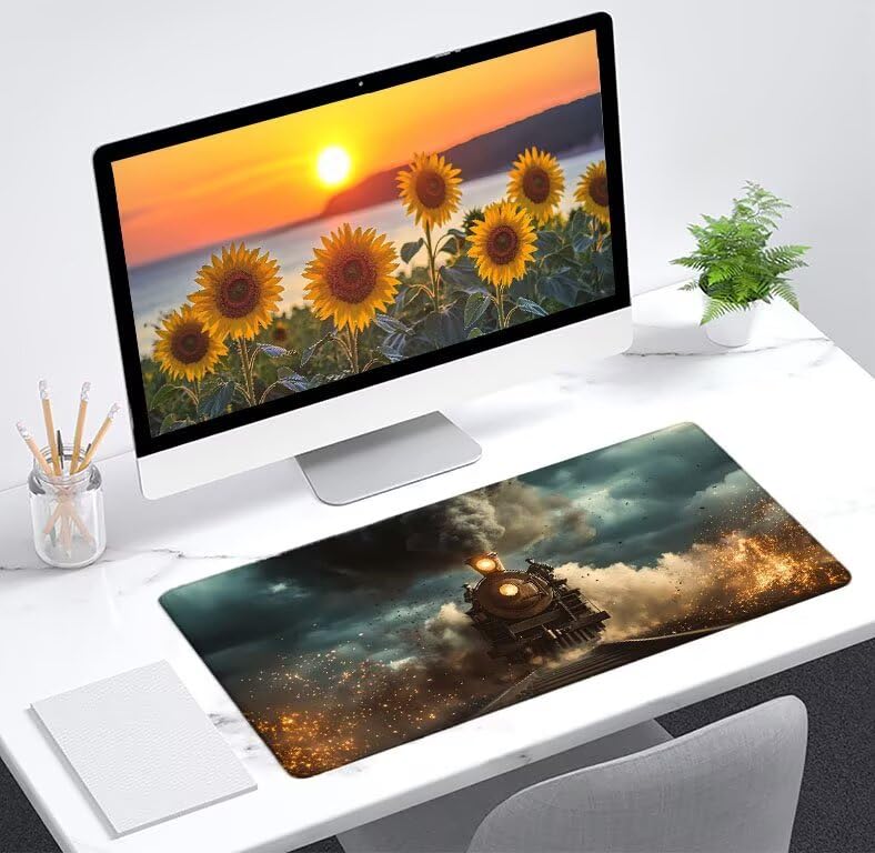 Mouse pad grande gaming con base antideslizante y bordes cosidos para un control preciso 2
