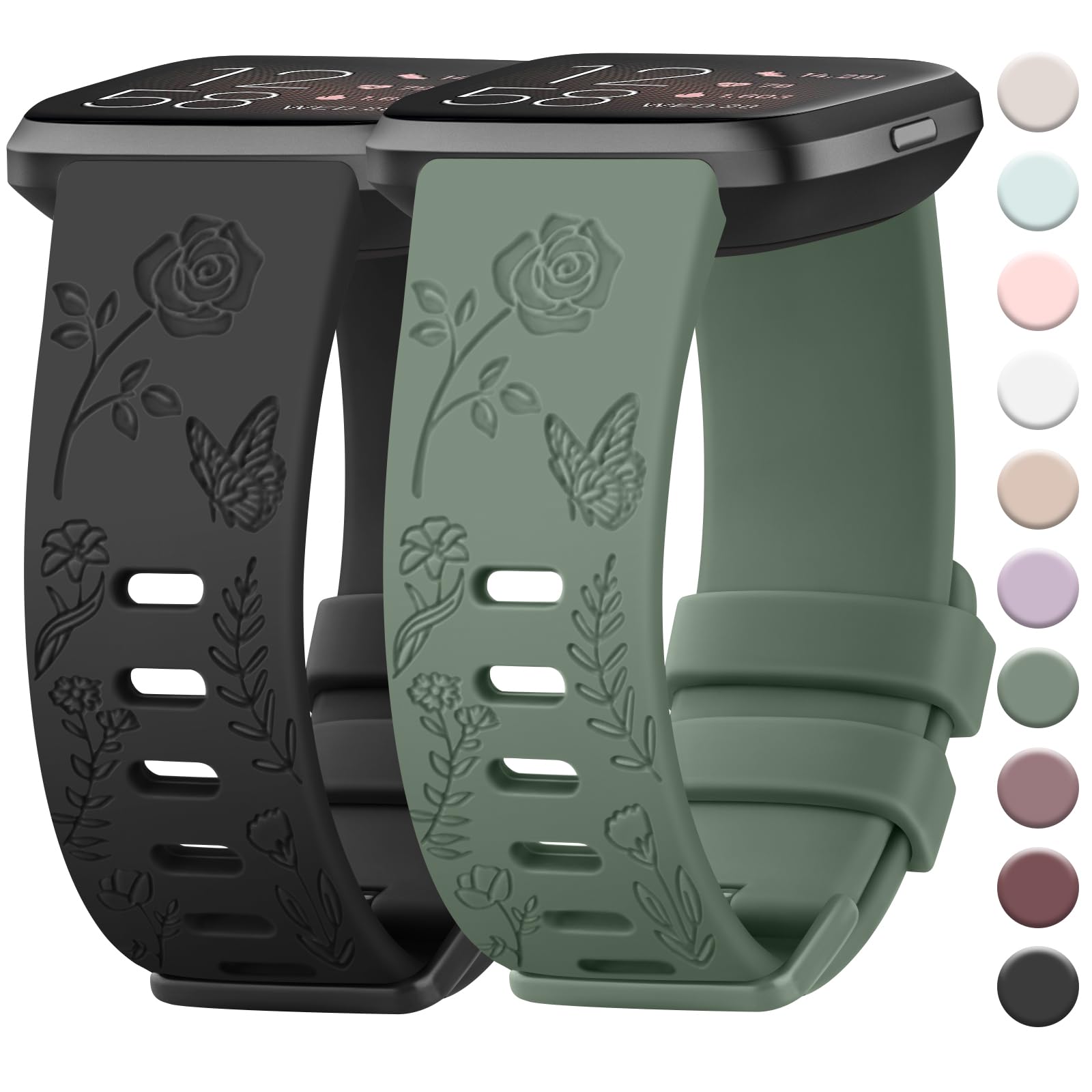 Tobfit [2 PACK] Straps for Fitbit Versa 2 / Versa Lite Strap for Women Men, Soft Silicone Replacement Strap Wristband Watchband 2 PACK 01