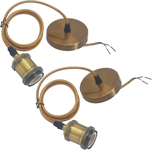 REXTiN 2 paquetes de 3.9 ft E26 E27 LED vintage de luces colgantes ajustables kit de cable de luz colgante de cerámica para lámpara colgante