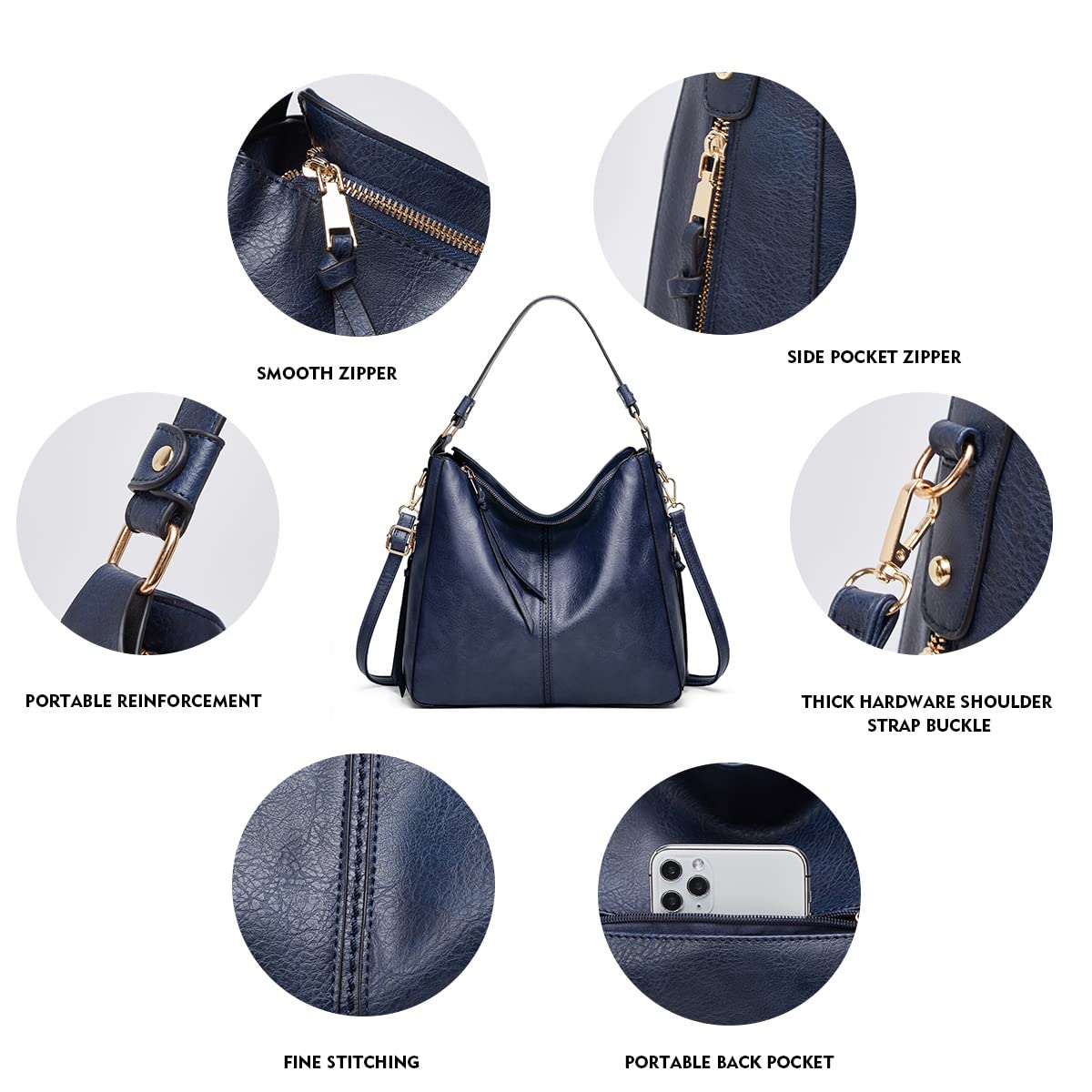 Pahajim Sac à Main Femmes Bandoulière PU Cuir Ensemble 3 Pièces et Portefeuille Sac Cabas Femme Grand Format Sacs Hobo pour Cours,Travail,Voyage