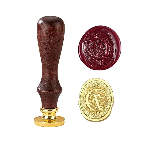 Miniatura 12 de Sello de cera con letra inicial del alfabeto L, sello de cera de sellado de letras vintage con cabeza de latón extraíble y mango de madera, para