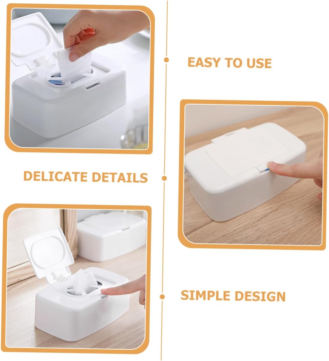 WOONEKY 4pcs White Plastic Wipe Storage Box Button Reusable Wipes Holder for Nursery Living Room Easy Access Tissue Dispenser for Home
