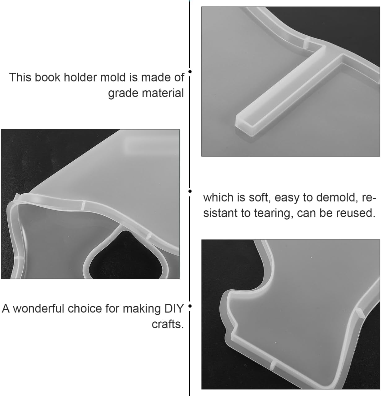 FOMIYES Silicone Book Holder Mold for Epoxy Resin Casting DIY Music Stand Reading Rack Mold 11.4X7.5X0.3 Inches Reusable Craft for Home Office