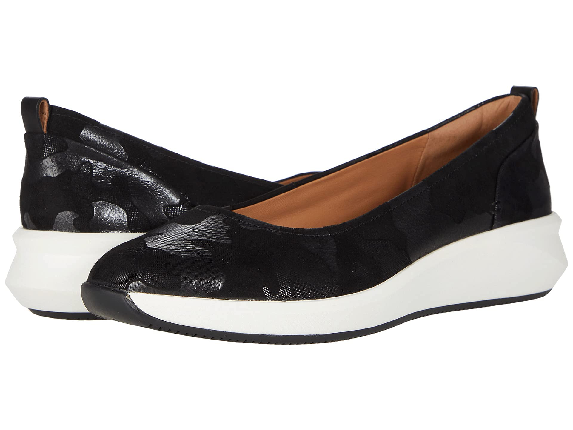 Clarks Womens Un Rio Vibe Pump, Black Metallic Camo Suede, Size 6