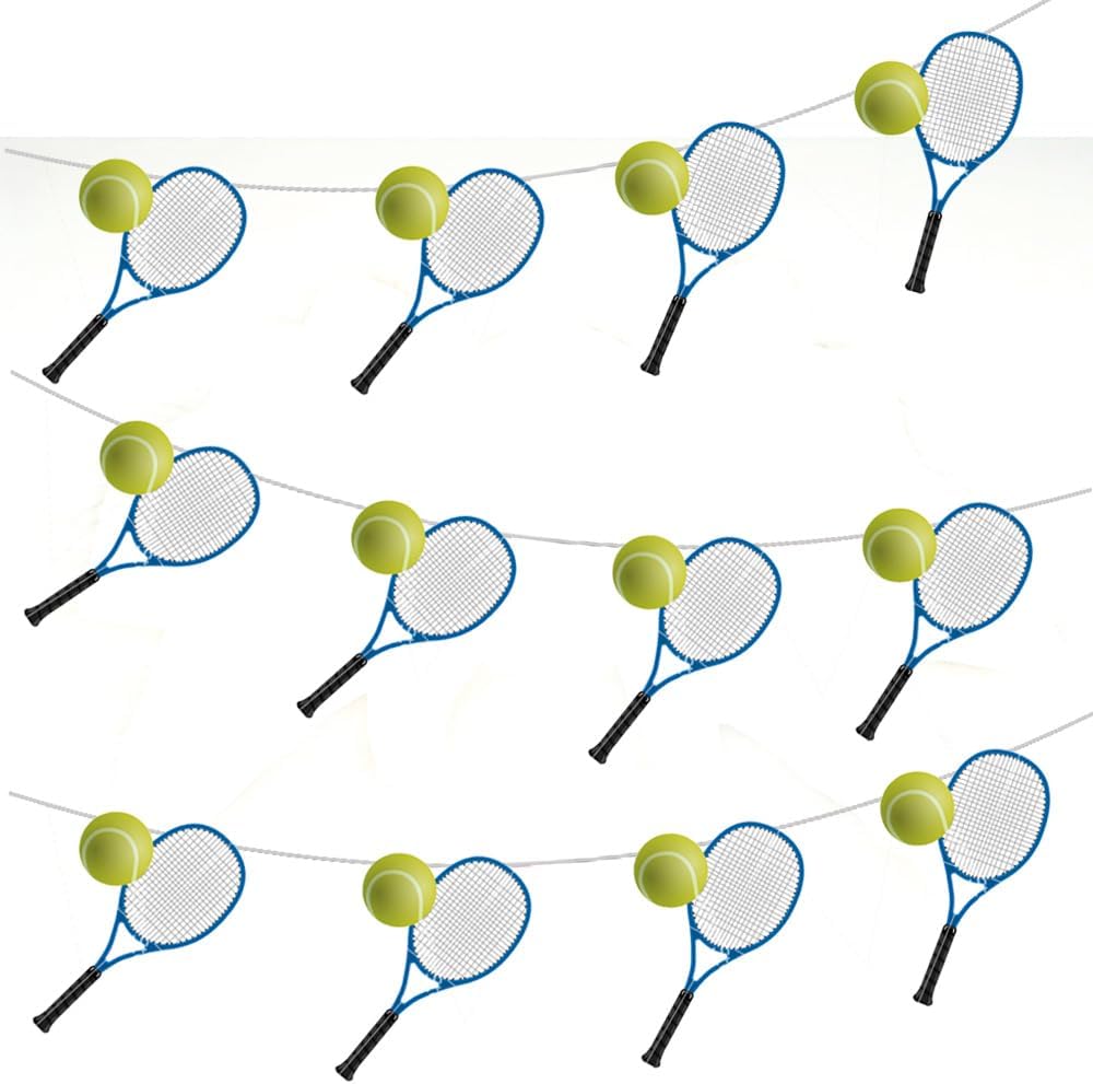 AK Giftshop Tennis Racket and Ball Bunting Party Decorations - 12pcs / 2.5m Ribbon