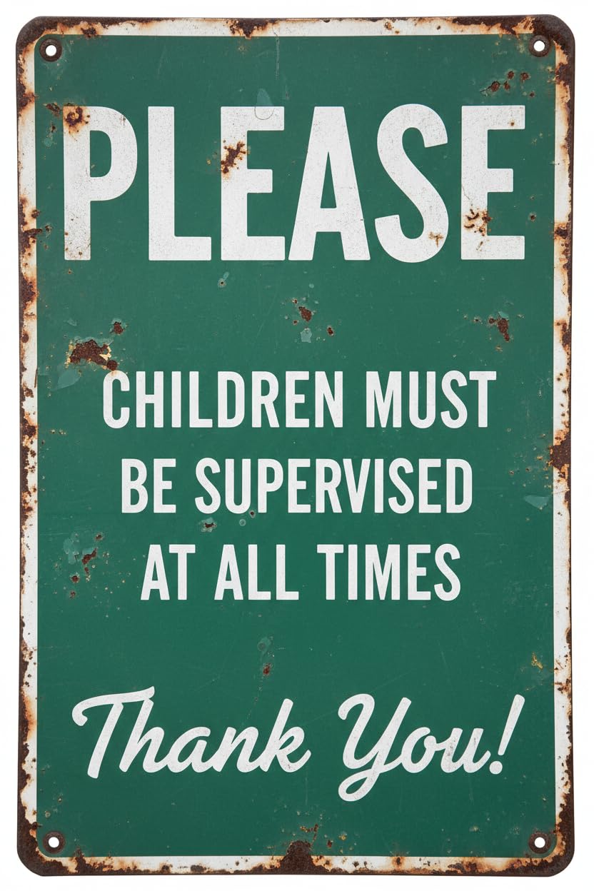 Wall Decor Please Children Must Be Supervised All The Times Thank You! Metal Sign 8"x12" Vintage Signs Aluminum Plates Printed